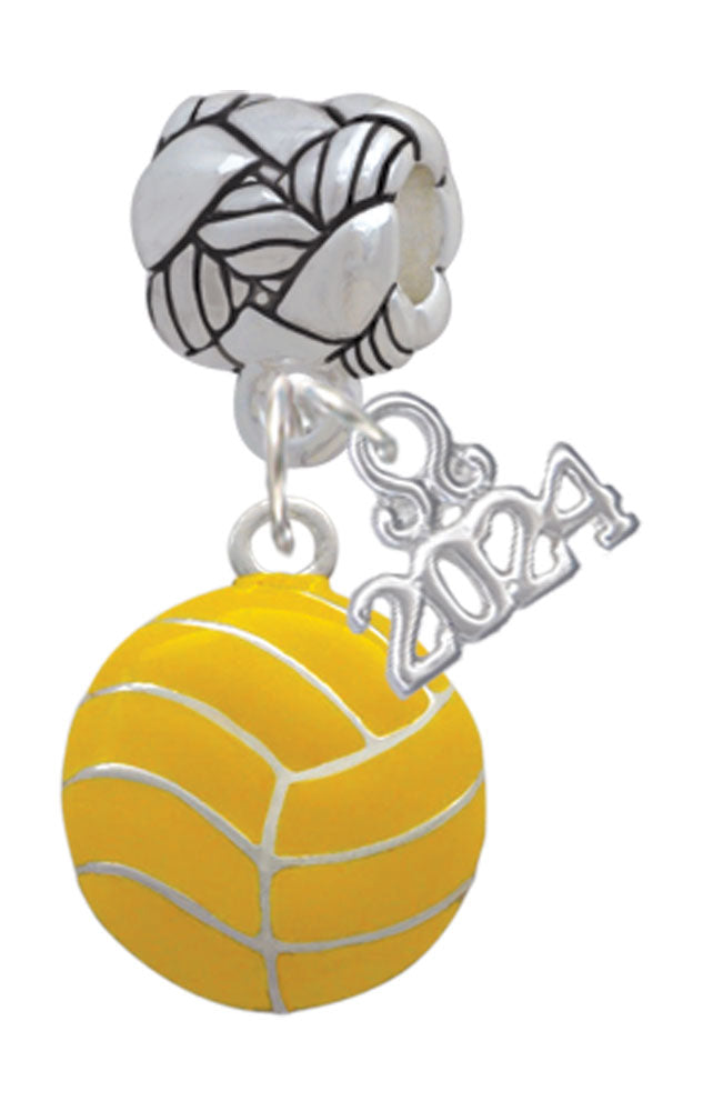 Delight Jewelry Silvertone Large Water Polo Ball Woven Rope Charm Bead Dangle with Year 2024 Image 1