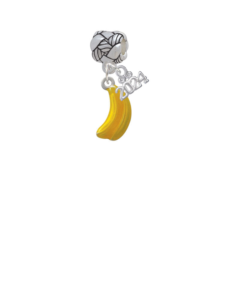 Delight Jewelry Silvertone 3-D Yellow Enamel Bananas Woven Rope Charm Bead Dangle with Year 2024 Image 2