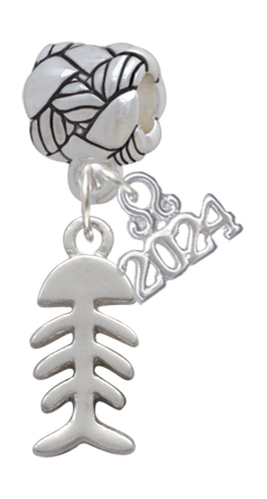 Delight Jewelry Silvertone Fish Bones Woven Rope Charm Bead Dangle with Year 2024 Image 1