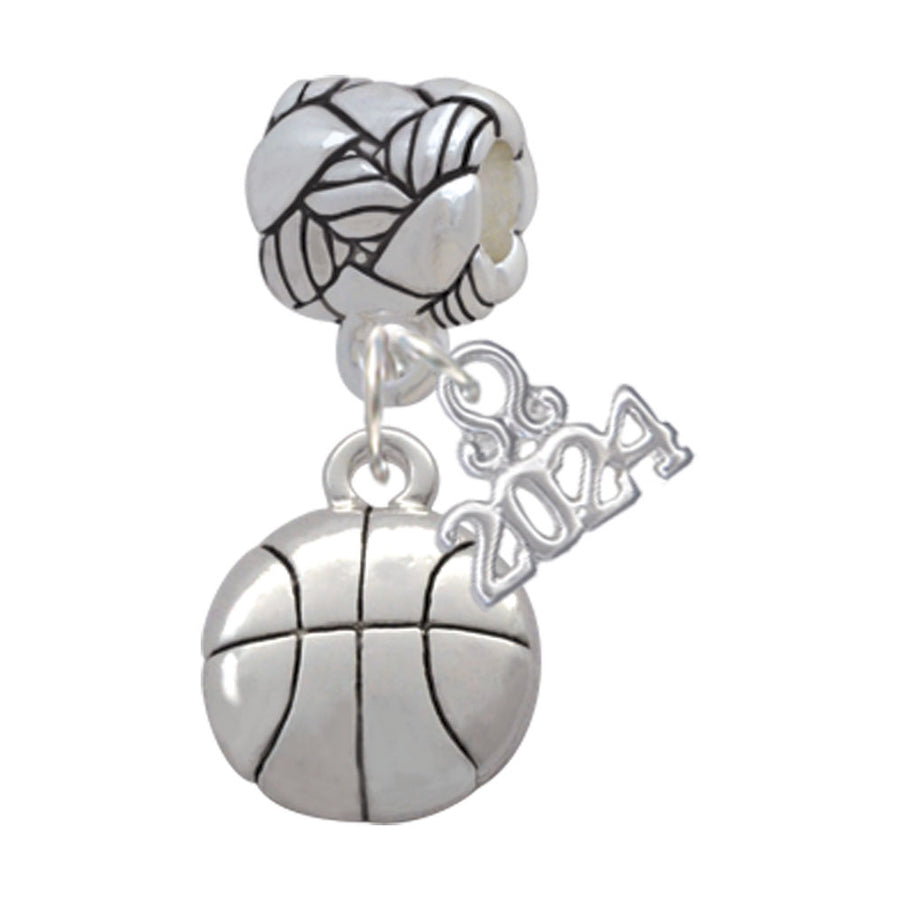 Delight Jewelry Silvertone Large Basketball Woven Rope Charm Bead Dangle with Year 2024 Image 1