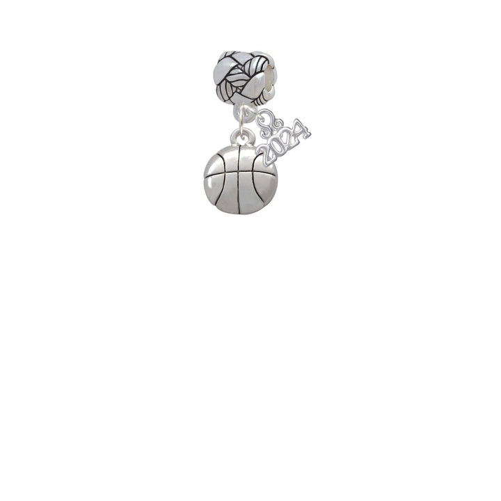Delight Jewelry Silvertone Large Basketball Woven Rope Charm Bead Dangle with Year 2024 Image 2