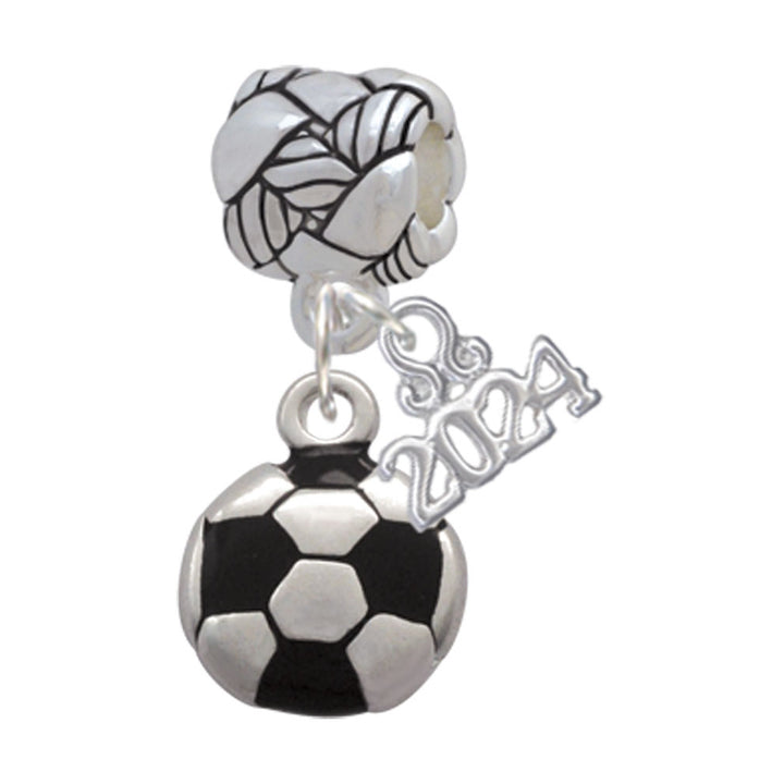 Delight Jewelry Silvertone Soccer ball Woven Rope Charm Bead Dangle with Year 2024 Image 1