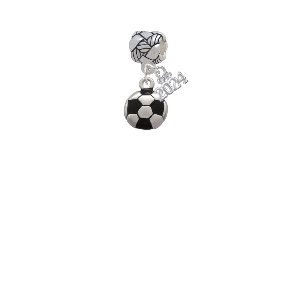 Delight Jewelry Silvertone Soccer ball Woven Rope Charm Bead Dangle with Year 2024 Image 2