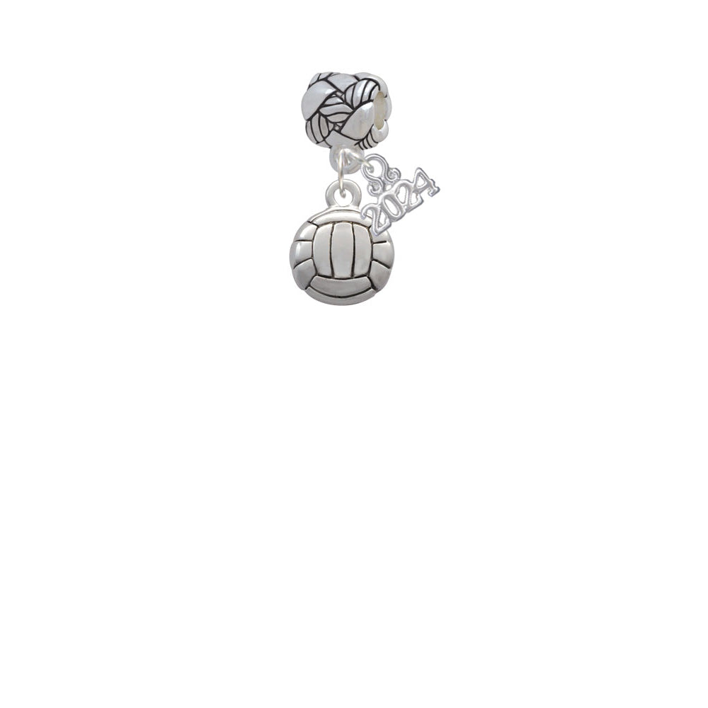 Delight Jewelry Silvertone Volleyball or Water Polo Ball Woven Rope Charm Bead Dangle with Year 2024 Image 2