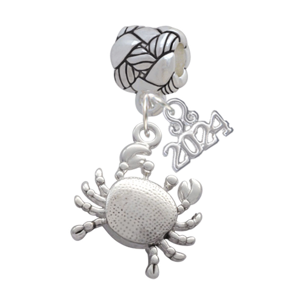 Delight Jewelry Silvertone Antiqued Crab Woven Rope Charm Bead Dangle with Year 2024 Image 1