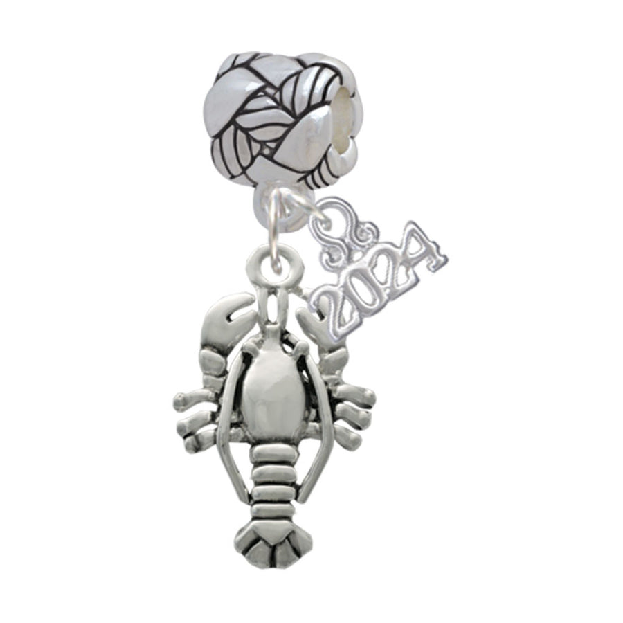 Delight Jewelry Silvertone Antiqued Lobster Woven Rope Charm Bead Dangle with Year 2024 Image 1