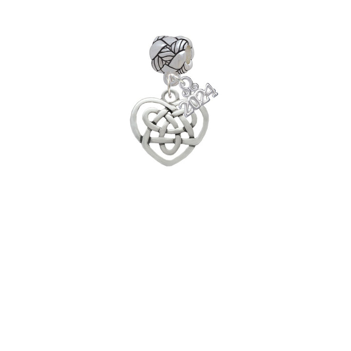 Delight Jewelry Silvertone Celtic Knot Heart Woven Rope Charm Bead Dangle with Year 2024 Image 2