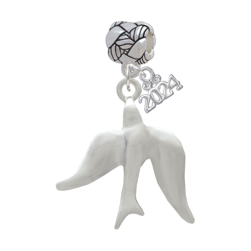 Delight Jewelry Silvertone 3-D Dove Woven Rope Charm Bead Dangle with Year 2024 Image 1