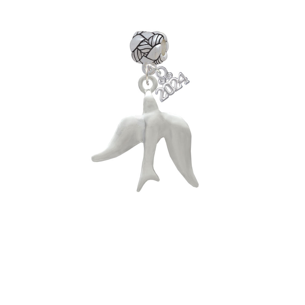 Delight Jewelry Silvertone 3-D Dove Woven Rope Charm Bead Dangle with Year 2024 Image 2