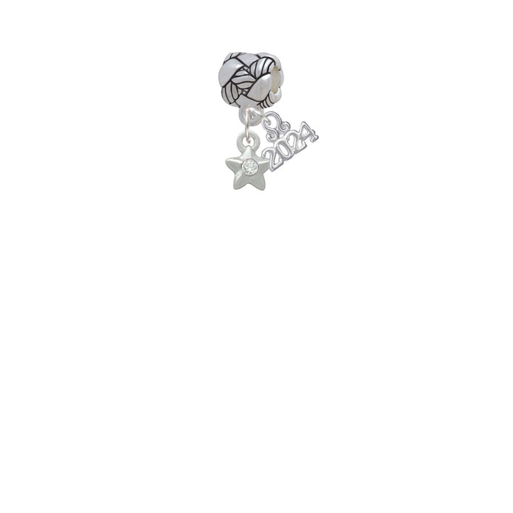 Delight Jewelry Silvertone Mini Star with Clear Crystal Woven Rope Charm Bead Dangle with Year 2024 Image 2