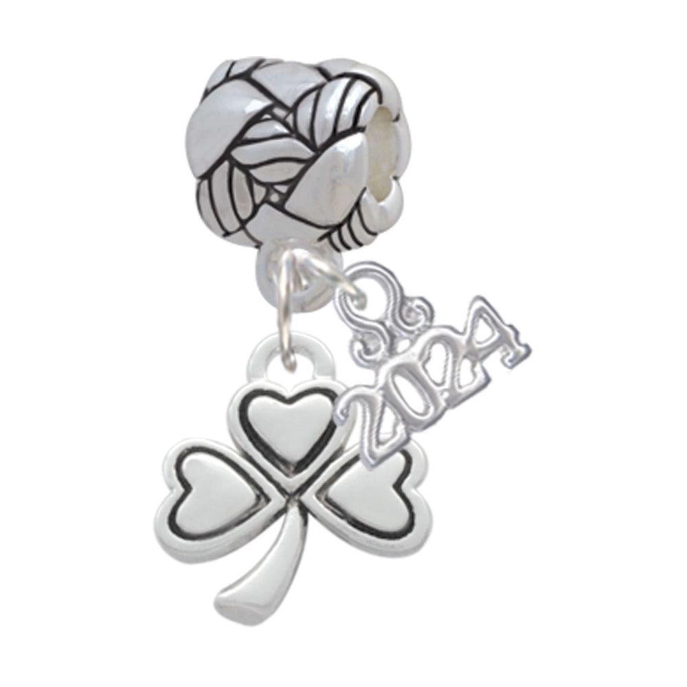 Delight Jewelry Silvertone Antiqued Shamrock Woven Rope Charm Bead Dangle with Year 2024 Image 1