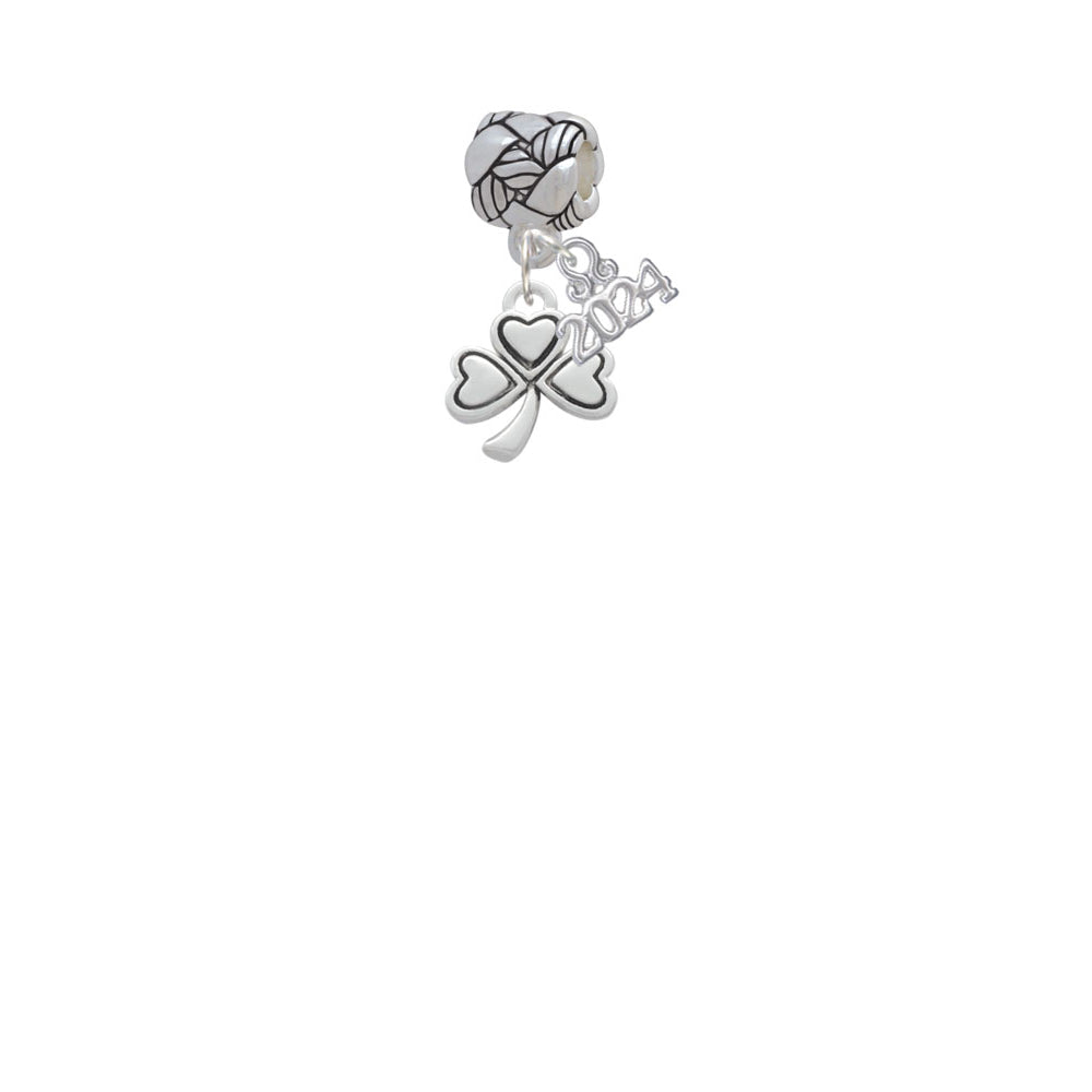 Delight Jewelry Silvertone Antiqued Shamrock Woven Rope Charm Bead Dangle with Year 2024 Image 2