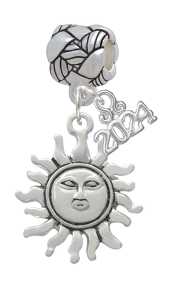 Delight Jewelry Silvertone Sun Woven Rope Charm Bead Dangle with Year 2024 Image 1