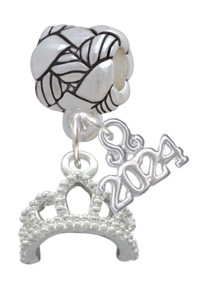 Delight Jewelry Silvertone Princess Tiara Woven Rope Charm Bead Dangle with Year 2024 Image 1