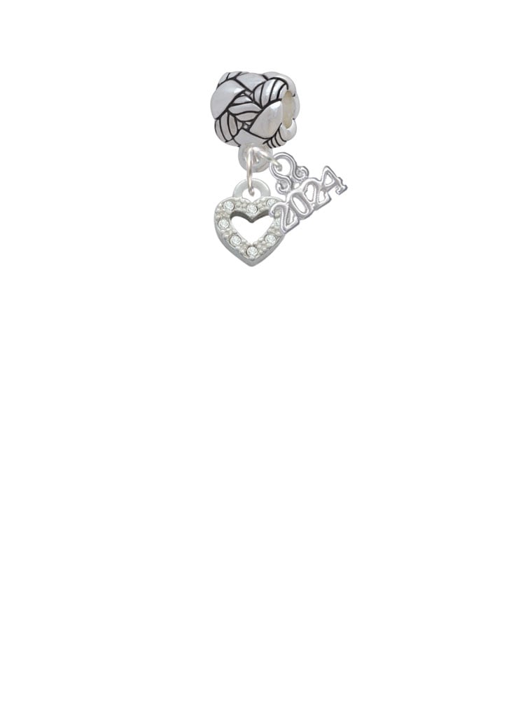 Delight Jewelry Silvertone Mini Clear Crystal Heart Woven Rope Charm Bead Dangle with Year 2024 Image 2