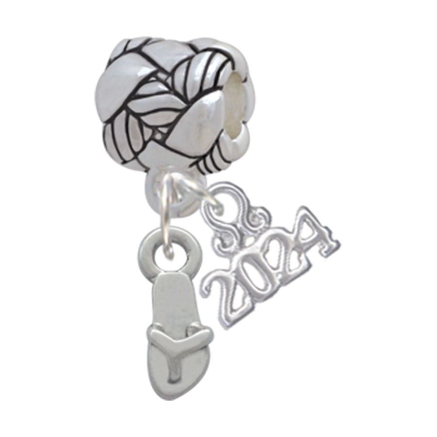 Delight Jewelry Silvertone Mini Flip Flop Woven Rope Charm Bead Dangle with Year 2024 Image 1