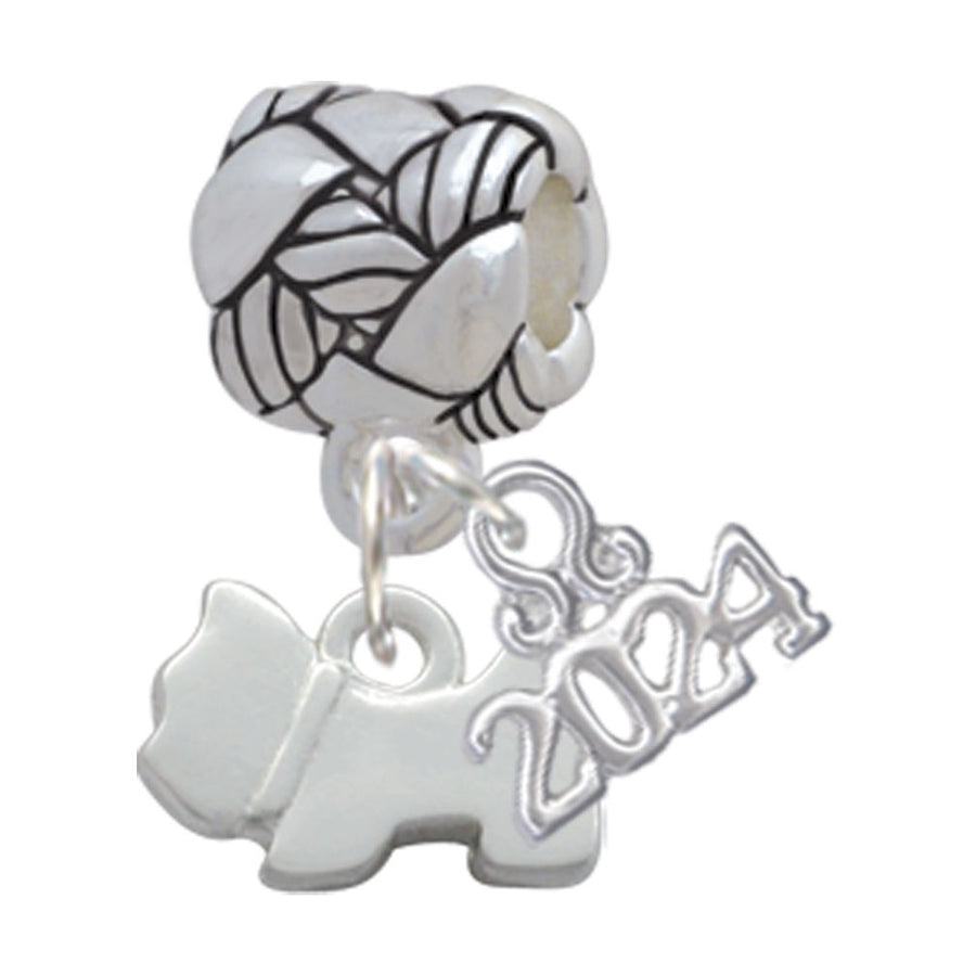 Delight Jewelry Silvertone Mini Scottie Dog Woven Rope Charm Bead Dangle with Year 2024 Image 1