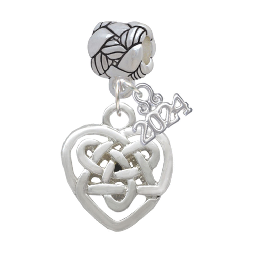 Delight Jewelry Silvertone Small Celtic Heart Knot Woven Rope Charm Bead Dangle with Year 2024 Image 1