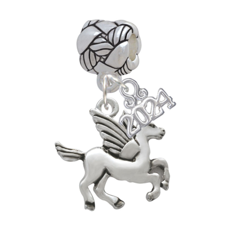 Delight Jewelry Silvertone Medium Pegasus Woven Rope Charm Bead Dangle with Year 2024 Image 1