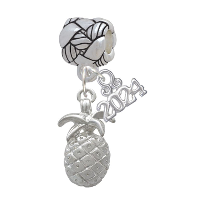 Delight Jewelry Silvertone Pineapple Woven Rope Charm Bead Dangle with Year 2024 Image 1
