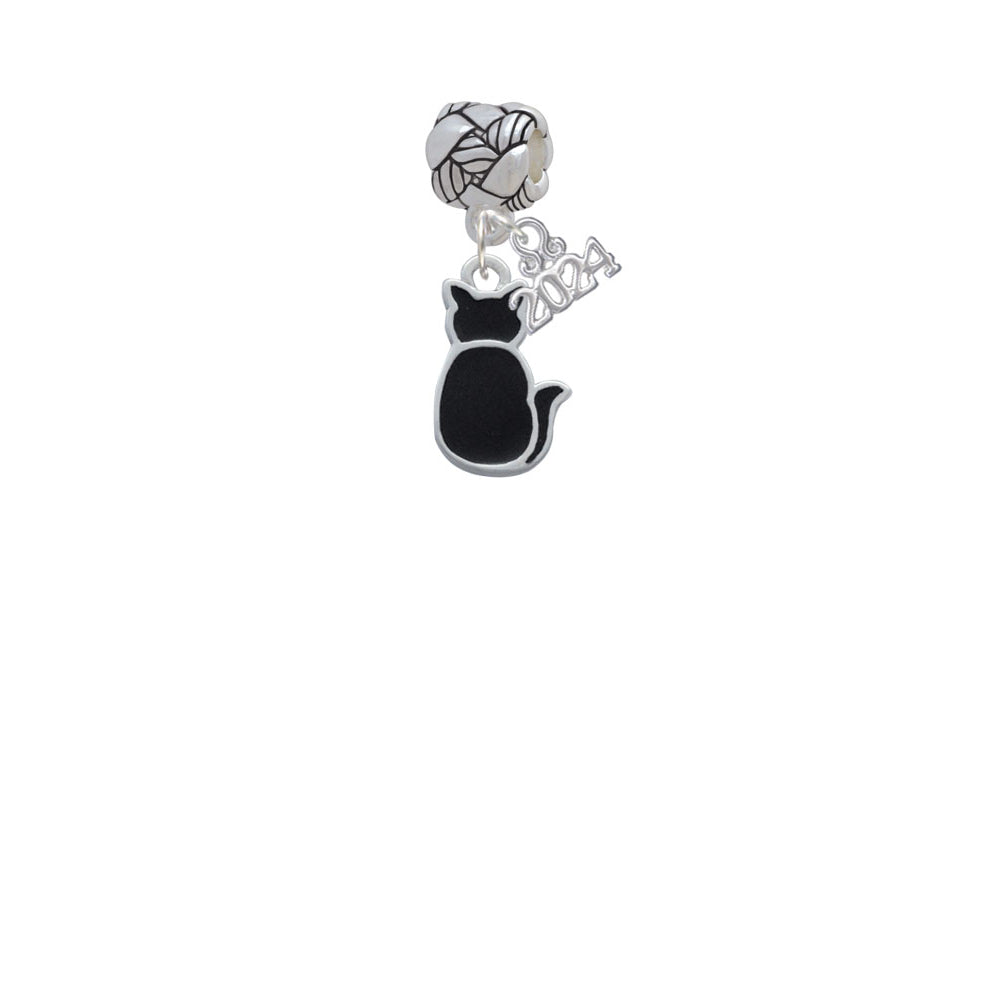 Delight Jewelry Silvertone Large 2-D Black Cat Back Woven Rope Charm Bead Dangle with Year 2024 Image 2