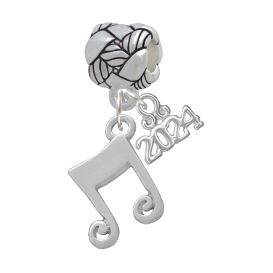 Delight Jewelry Silvertone Double Music Note Woven Rope Charm Bead Dangle with Year 2024 Image 1