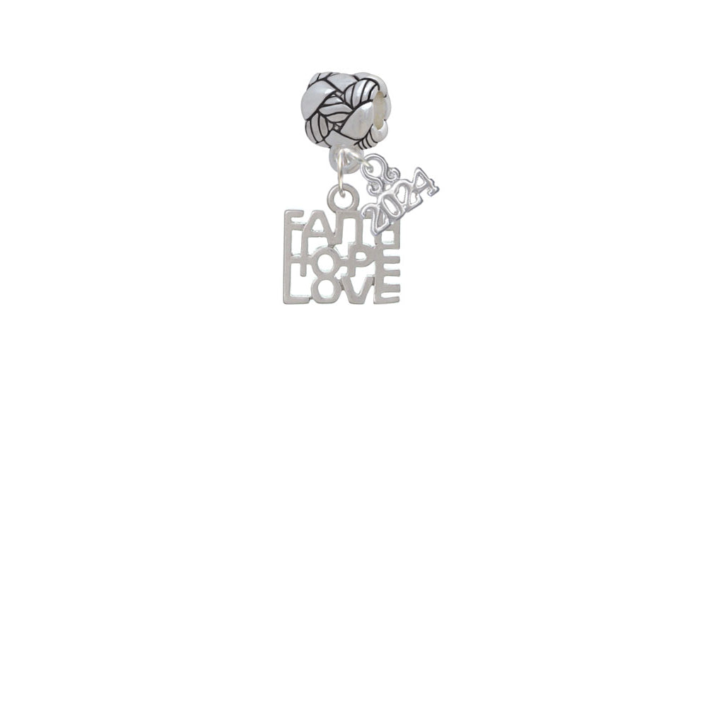 Delight Jewelry Silvertone Faith Hope Love Woven Rope Charm Bead Dangle with Year 2024 Image 2