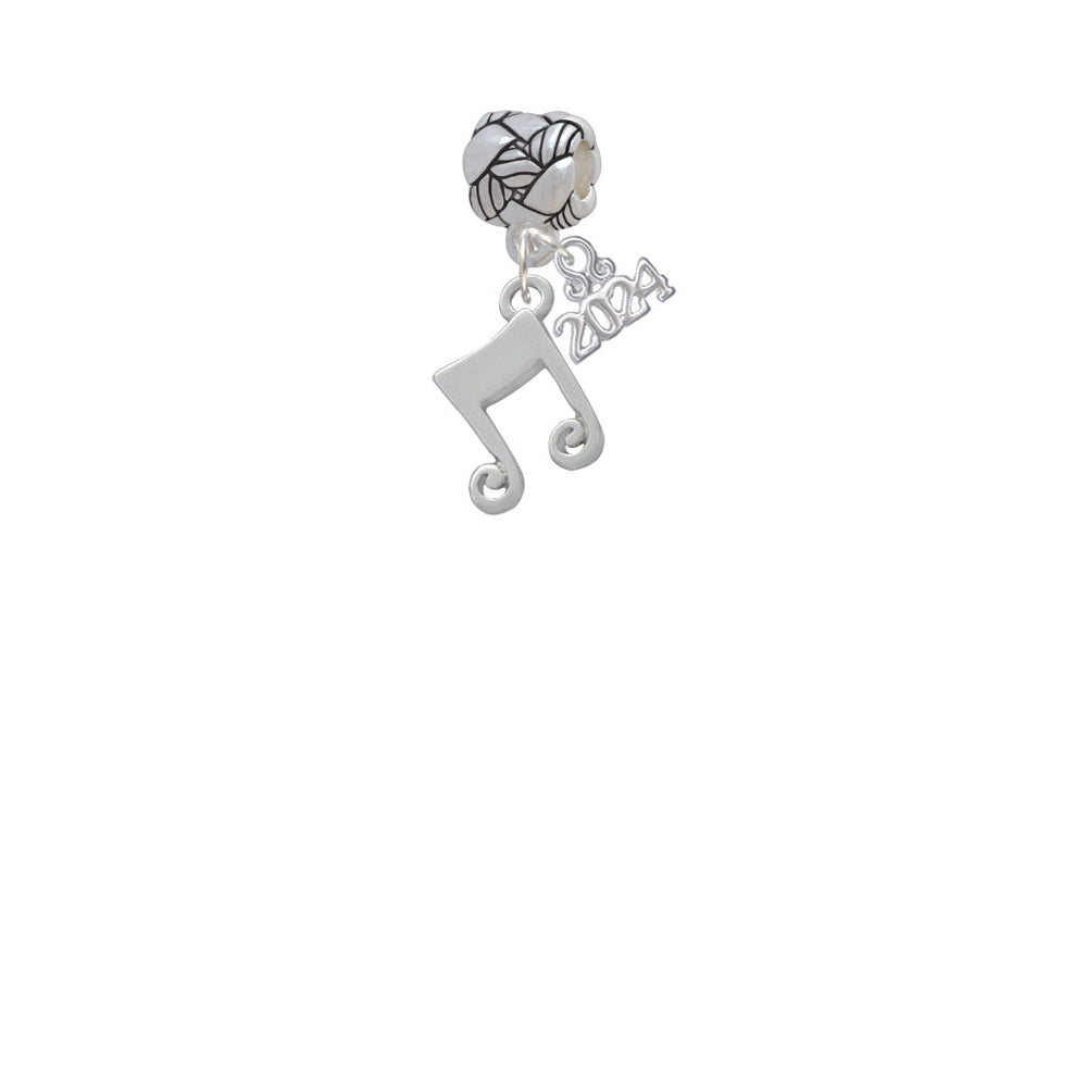 Delight Jewelry Silvertone Double Music Note Woven Rope Charm Bead Dangle with Year 2024 Image 2