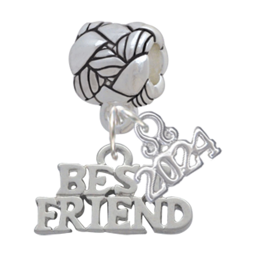 Delight Jewelry Silvertone Best Friend Woven Rope Charm Bead Dangle with Year 2024 Image 1
