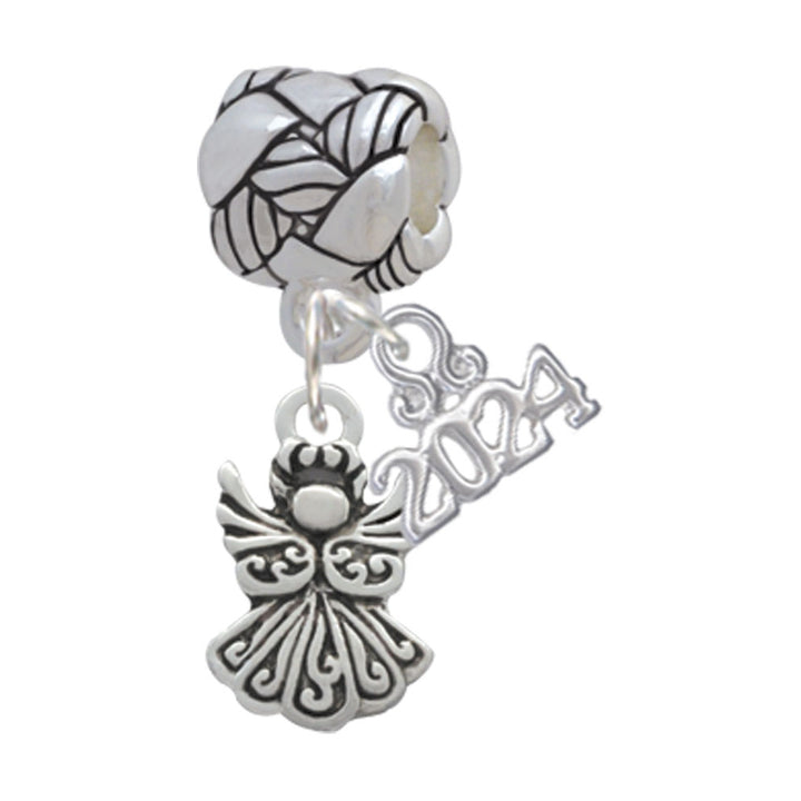 Delight Jewelry Silvertone Small Angel Woven Rope Charm Bead Dangle with Year 2024 Image 1