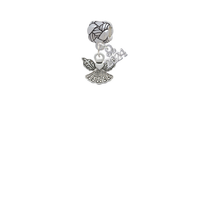 Delight Jewelry Silvertone Small Angel with Heart Woven Rope Charm Bead Dangle with Year 2024 Image 2