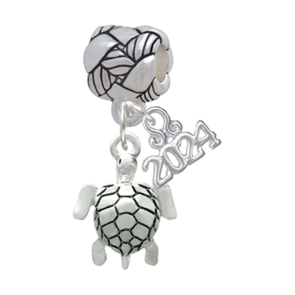 Delight Jewelry Silvertone Sea Turtle Woven Rope Charm Bead Dangle with Year 2024 Image 1