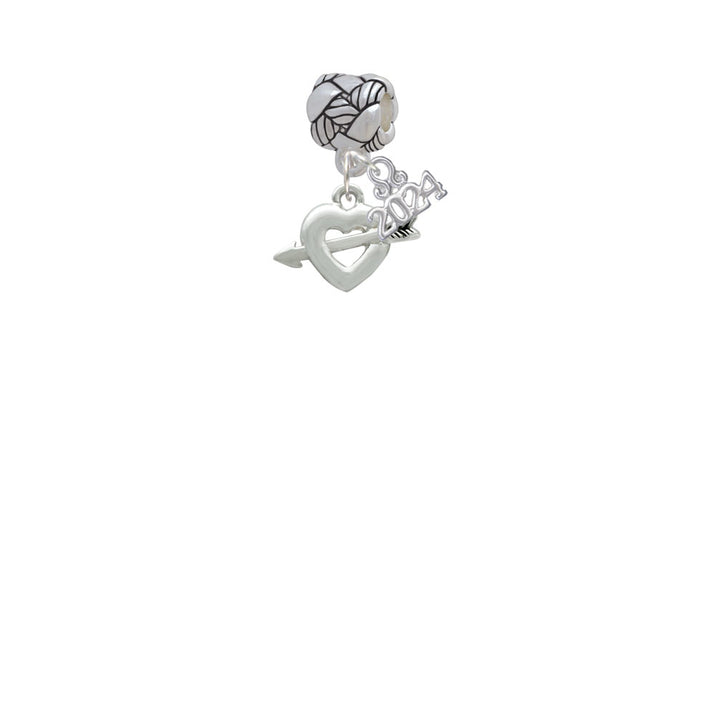 Delight Jewelry Silvertone Heart with Arrow Woven Rope Charm Bead Dangle with Year 2024 Image 2