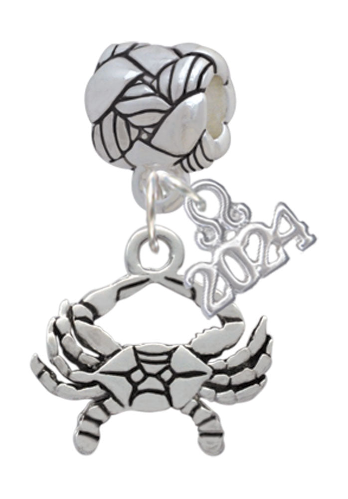 Delight Jewelry Silvertone Crab Woven Rope Charm Bead Dangle with Year 2024 Image 1