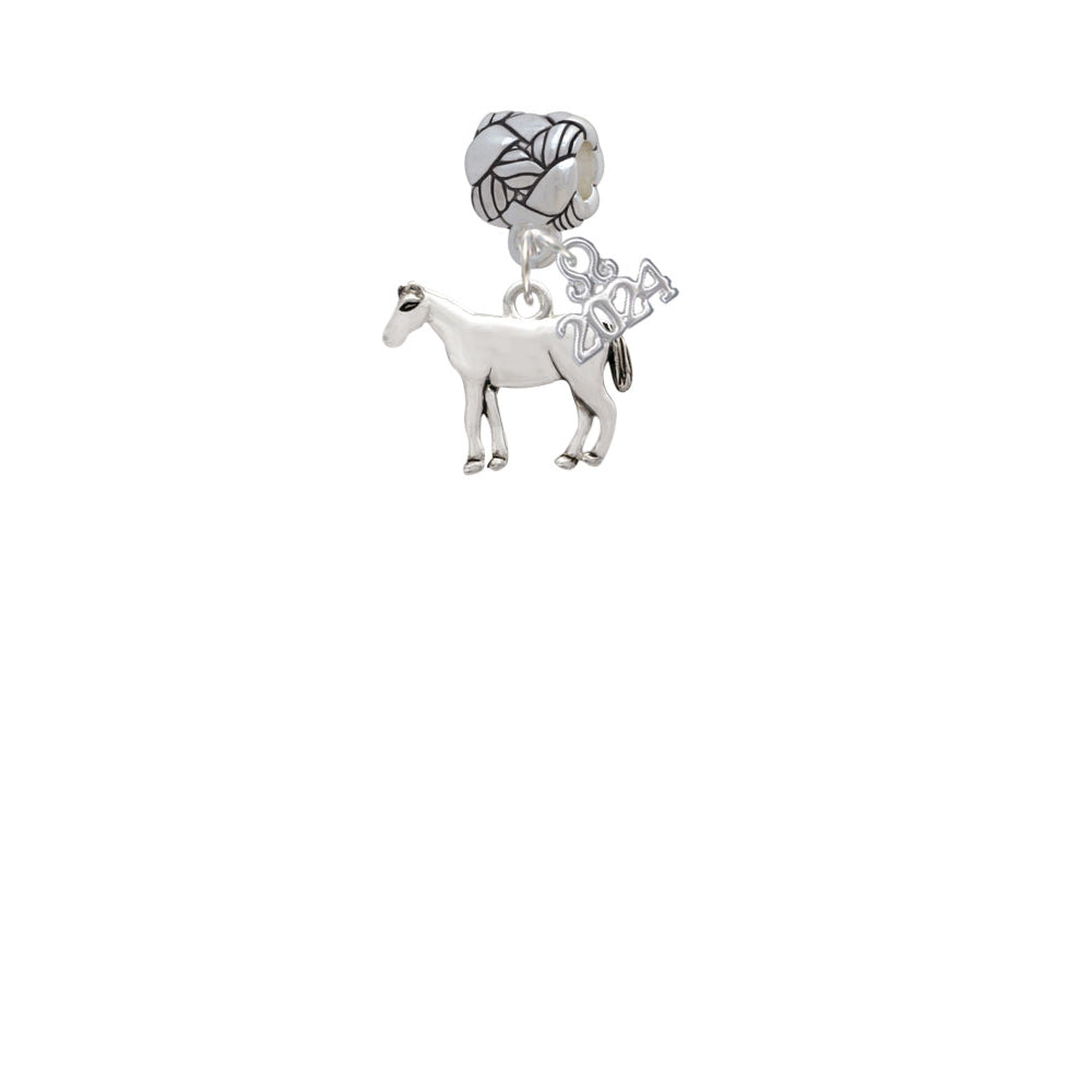 Delight Jewelry Silvertone Standing Horse Woven Rope Charm Bead Dangle with Year 2024 Image 2