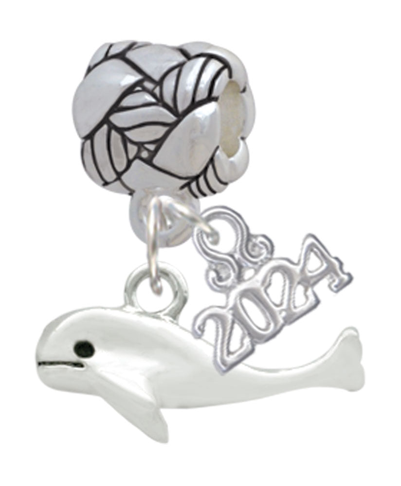 Delight Jewelry Silvertone Whale Woven Rope Charm Bead Dangle with Year 2024 Image 1