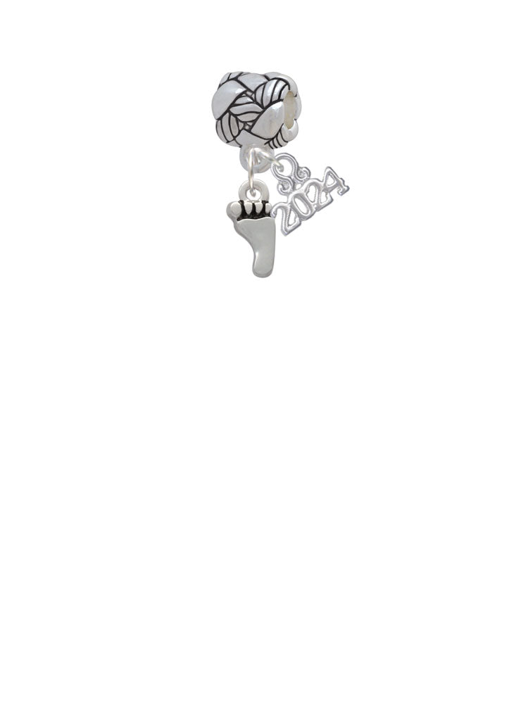 Delight Jewelry Silvertone Small Bare Feet Woven Rope Charm Bead Dangle with Year 2024 Image 2