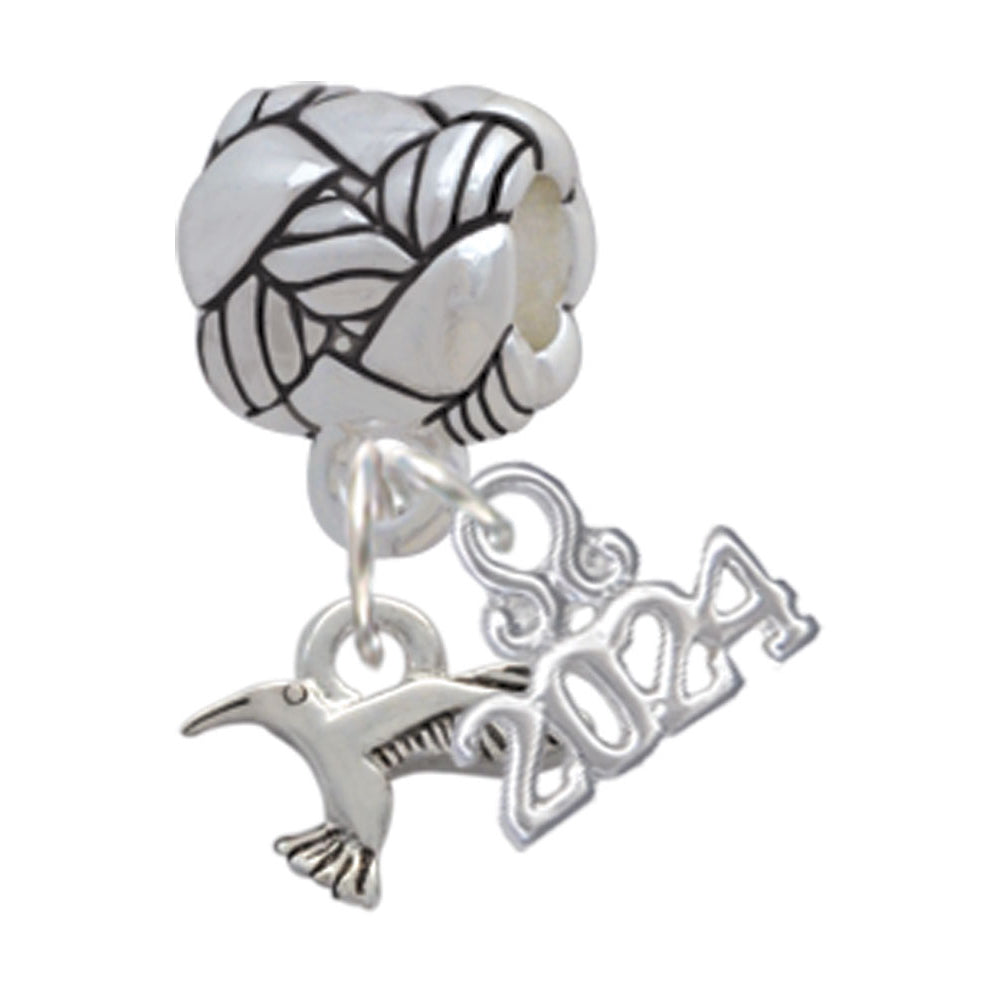 Delight Jewelry Silvertone Mini Hummingbird Woven Rope Charm Bead Dangle with Year 2024 Image 1
