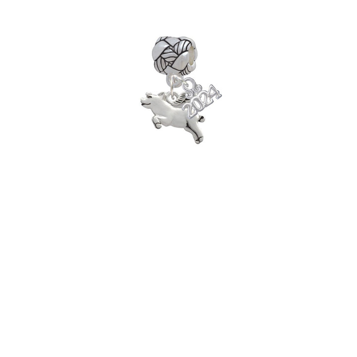Delight Jewelry Silvertone Flying Pig Woven Rope Charm Bead Dangle with Year 2024 Image 2