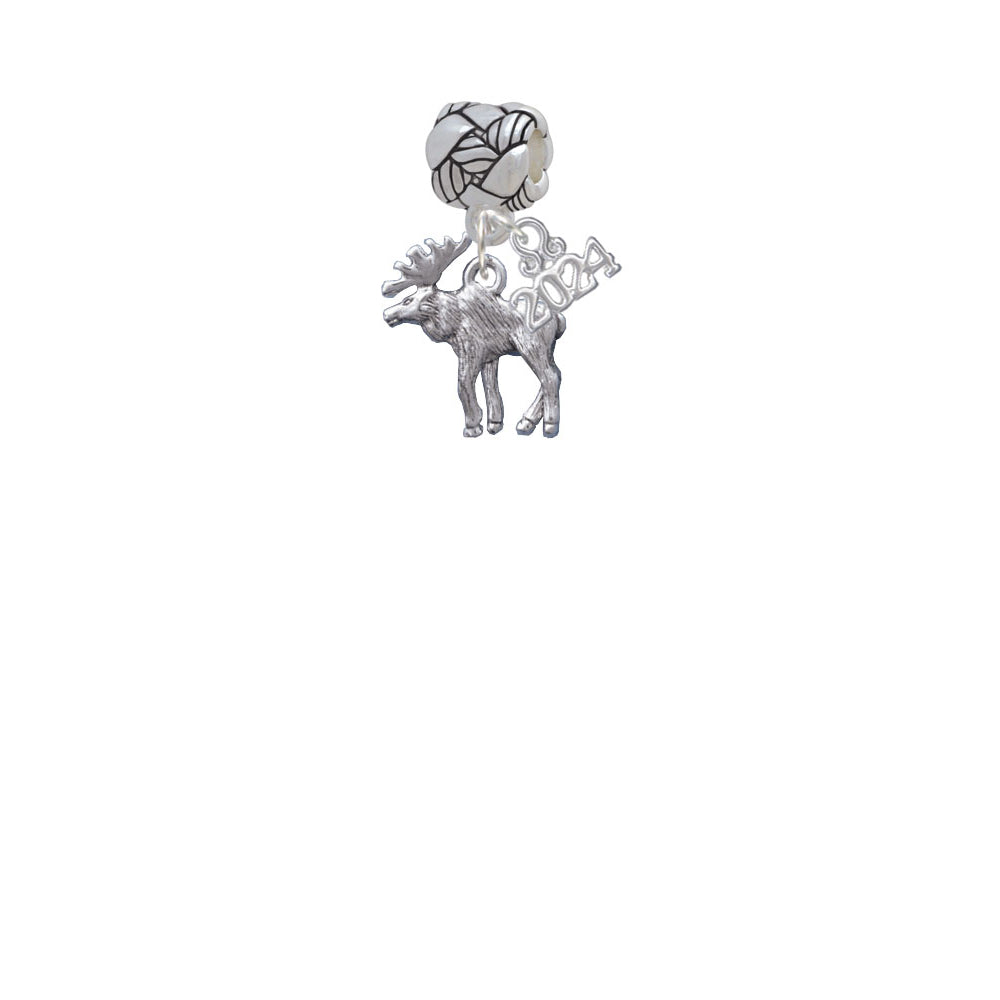 Delight Jewelry Silvertone Moose Woven Rope Charm Bead Dangle with Year 2024 Image 2