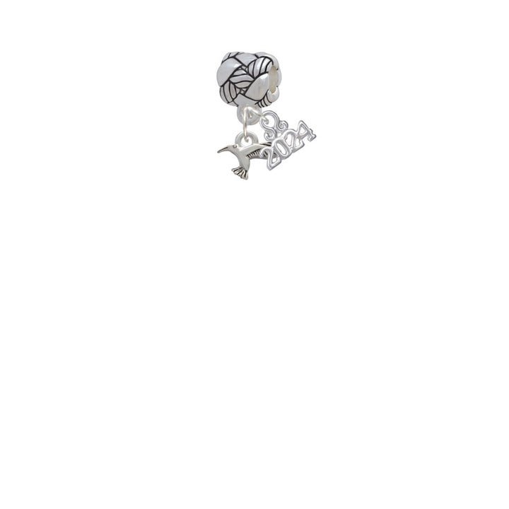 Delight Jewelry Silvertone Mini Hummingbird Woven Rope Charm Bead Dangle with Year 2024 Image 2