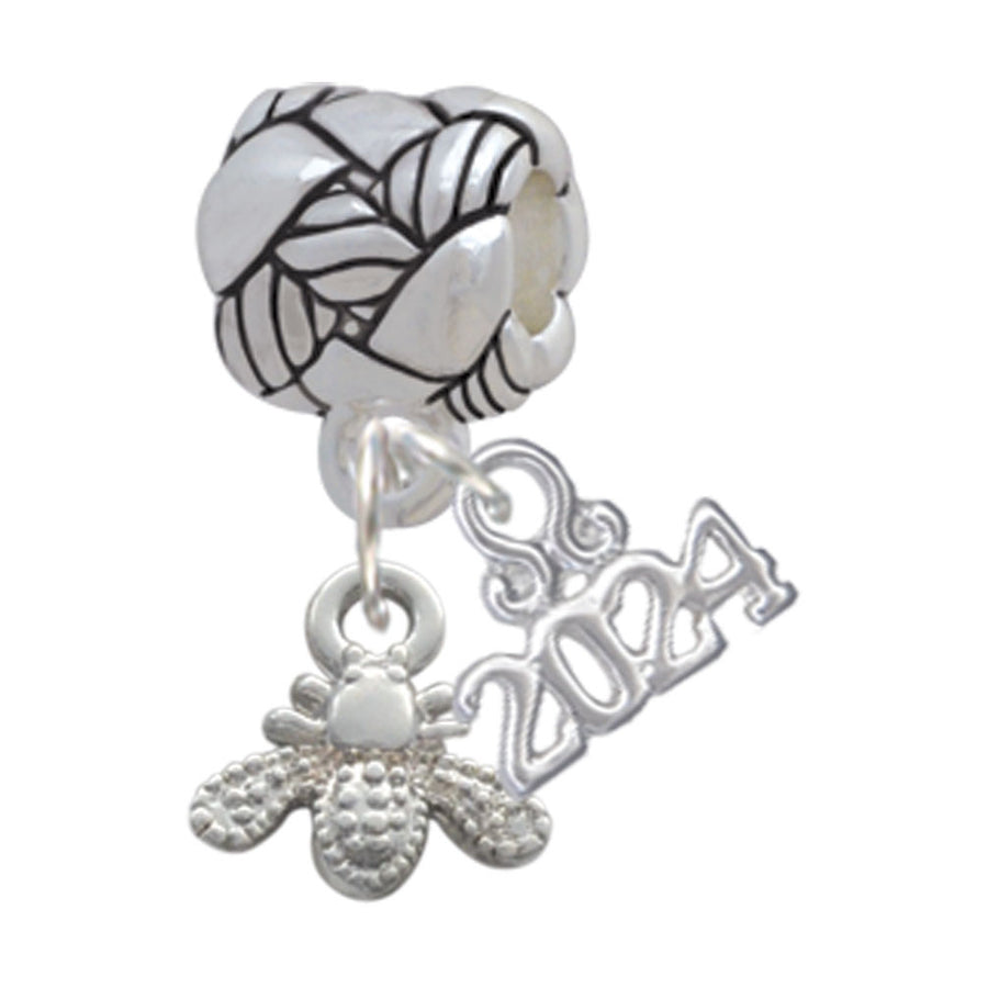 Delight Jewelry Silvertone Mini Bee Woven Rope Charm Bead Dangle with Year 2024 Image 1