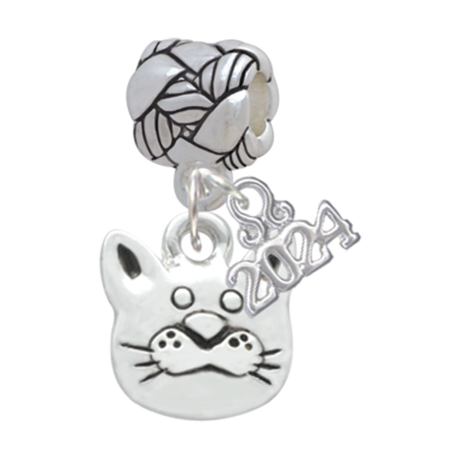 Delight Jewelry Silvertone Large Cat Face Woven Rope Charm Bead Dangle with Year 2024 Image 1