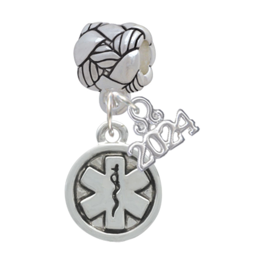 Delight Jewelry Silvertone Round EMT Star of Life Woven Rope Charm Bead Dangle with Year 2024 Image 1