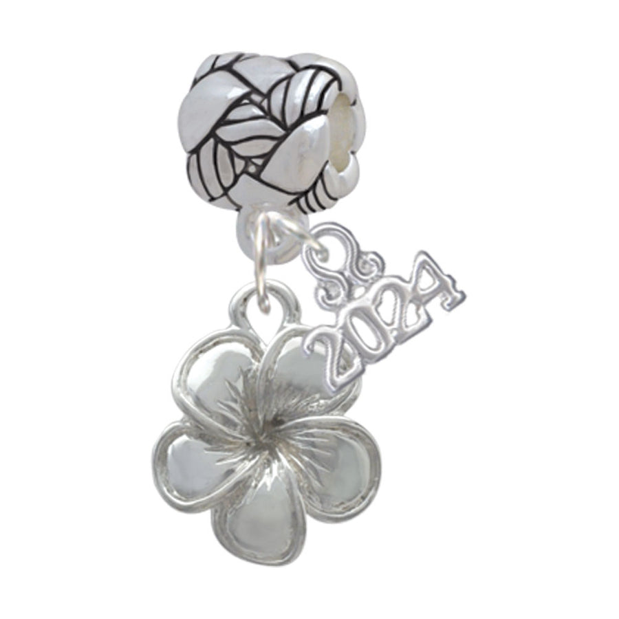 Delight Jewelry Silvertone Flower Woven Rope Charm Bead Dangle with Year 2024 Image 1