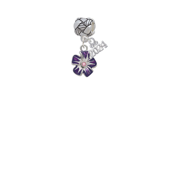 Delight Jewelry Silvertone Purple and White African Violet Flower Woven Rope Charm Bead Dangle with Year 2024 Image 2