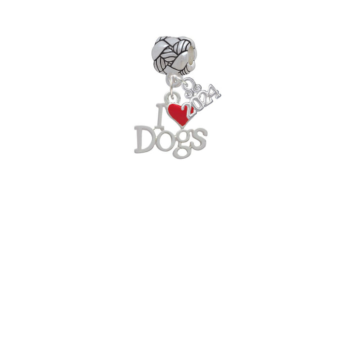 Delight Jewelry Silvertone I love Dogs with Red Heart Woven Rope Charm Bead Dangle with Year 2024 Image 2