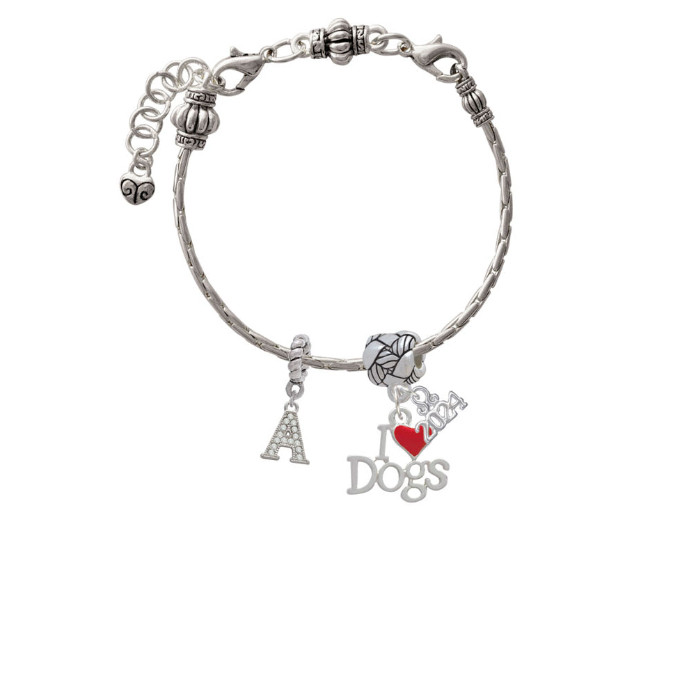Delight Jewelry Silvertone I love Dogs with Red Heart Woven Rope Charm Bead Dangle with Year 2024 Image 3