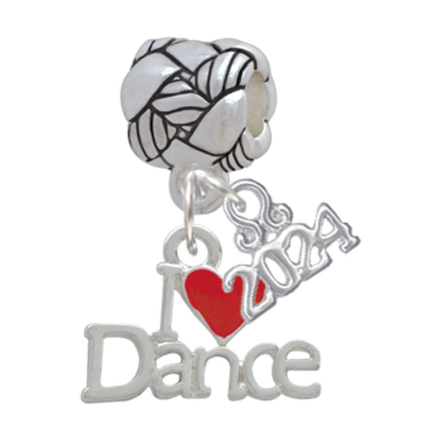 Delight Jewelry Silvertone I love Dance with Red Heart Woven Rope Charm Bead Dangle with Year 2024 Image 1