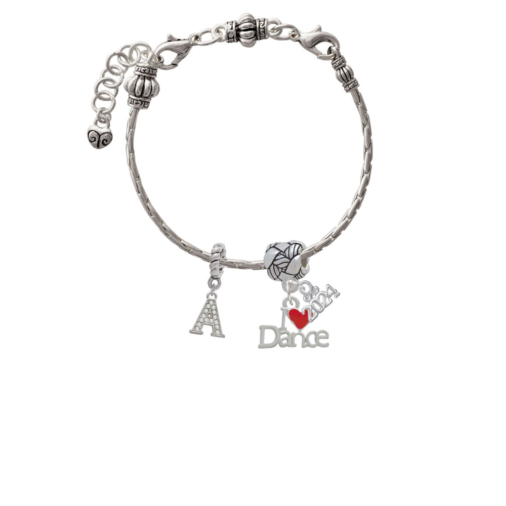 Delight Jewelry Silvertone I love Dance with Red Heart Woven Rope Charm Bead Dangle with Year 2024 Image 3